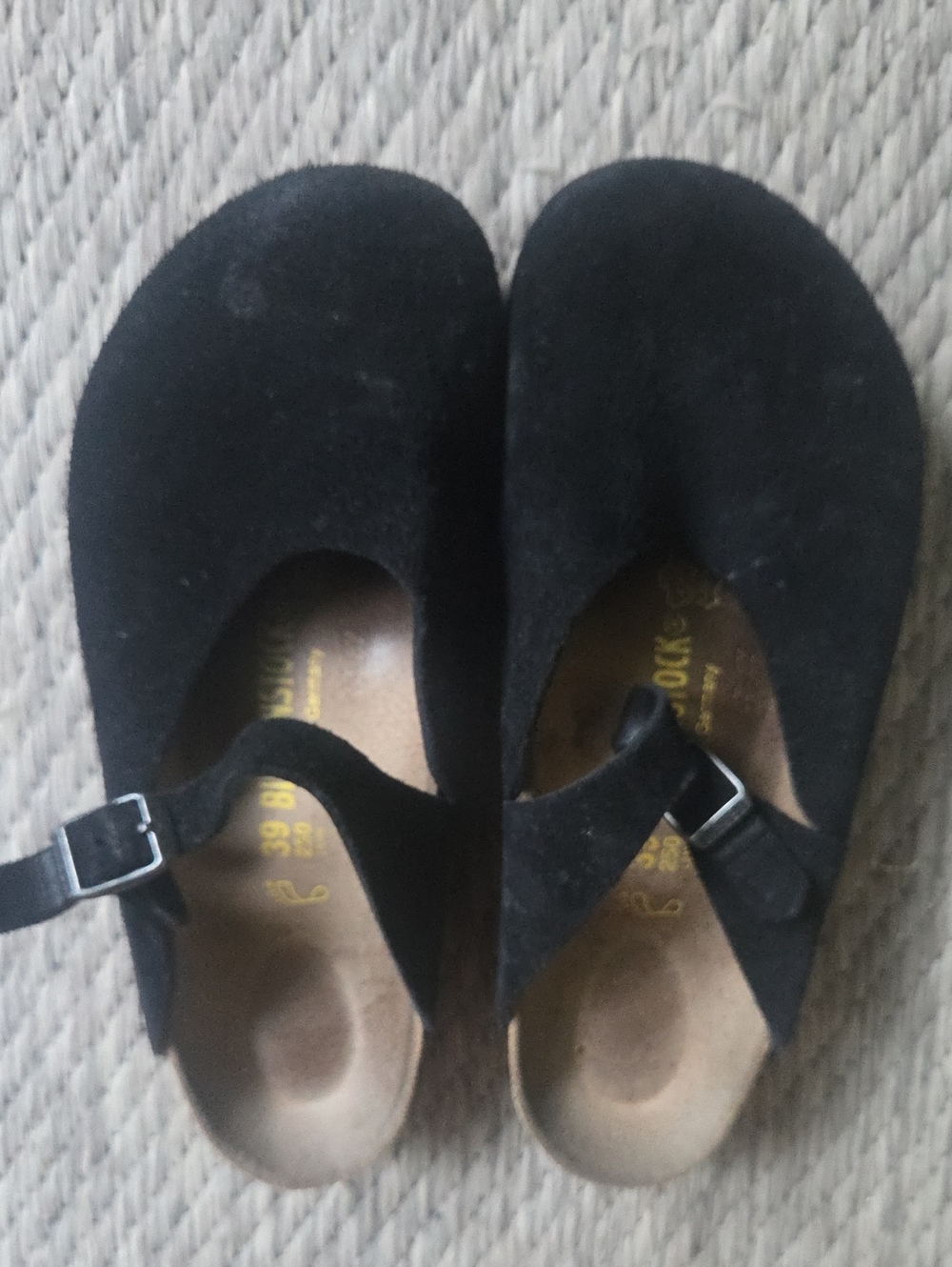 Birkenstock Black Suede Mary Jane Flats 39W - Picture 2 of 5
